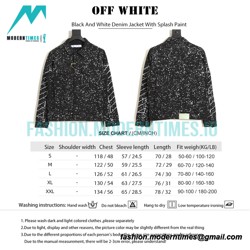 Off White - Black And White Denim Jacket With Splash Paint