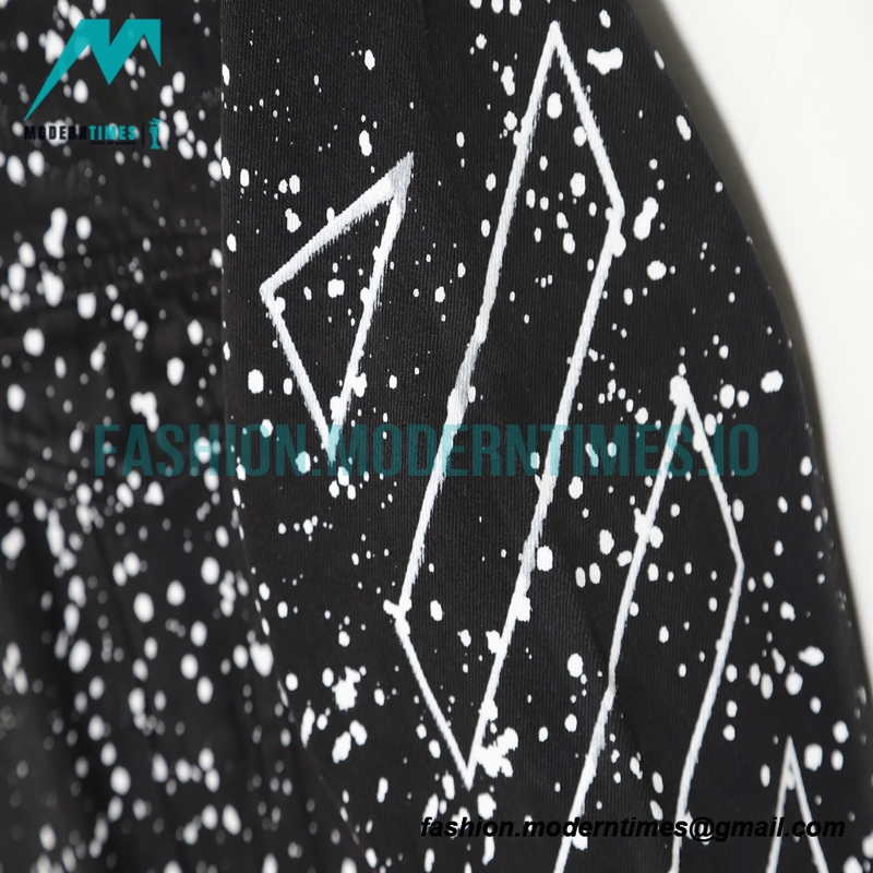 Off White - Black And White Denim Jacket With Splash Paint