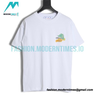 Off White - 23ss Hand Painted Oil Painting Watercolor Graffiti Arrow Short Sleeve T-shirt