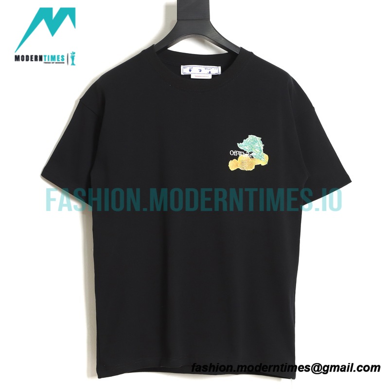 Off White - 23ss Hand Painted Oil Painting Watercolor Graffiti Arrow Short Sleeve T-shirt