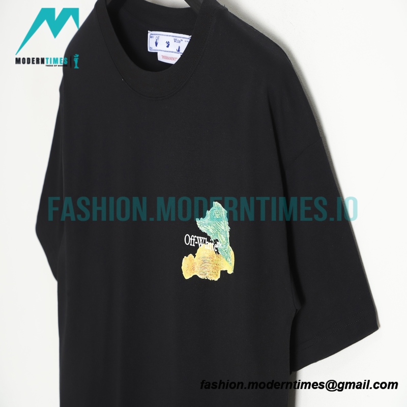 Off White - 23ss Hand Painted Oil Painting Watercolor Graffiti Arrow Short Sleeve T-shirt