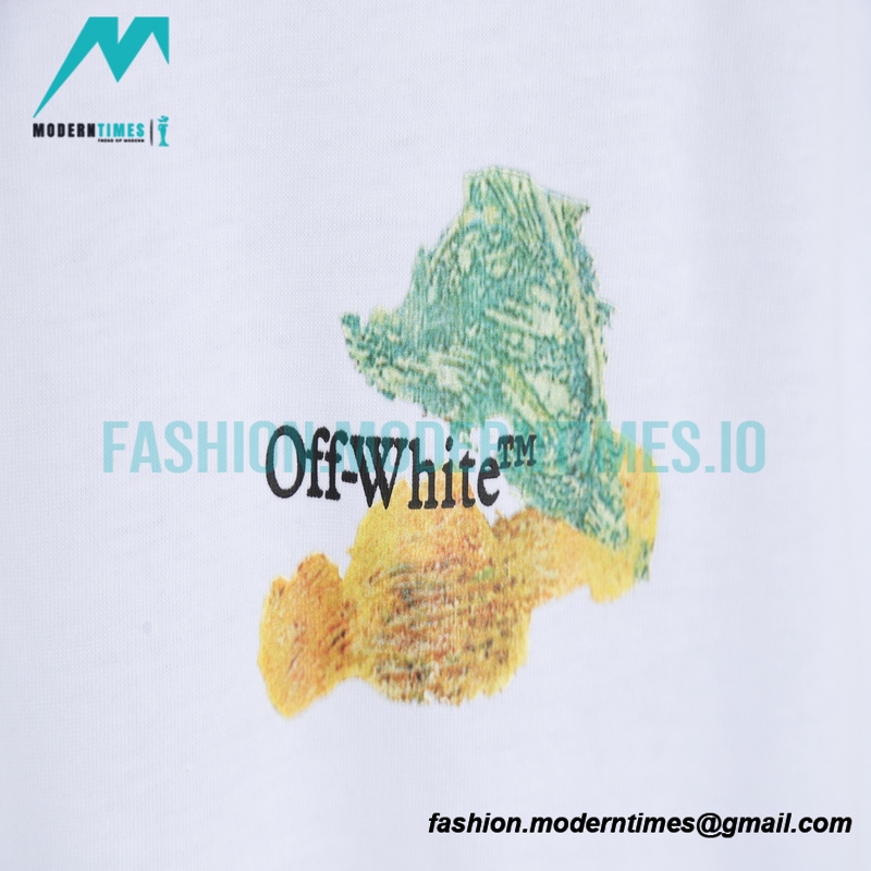 Off White - 23ss Hand Painted Oil Painting Watercolor Graffiti Arrow Short Sleeve T-shirt