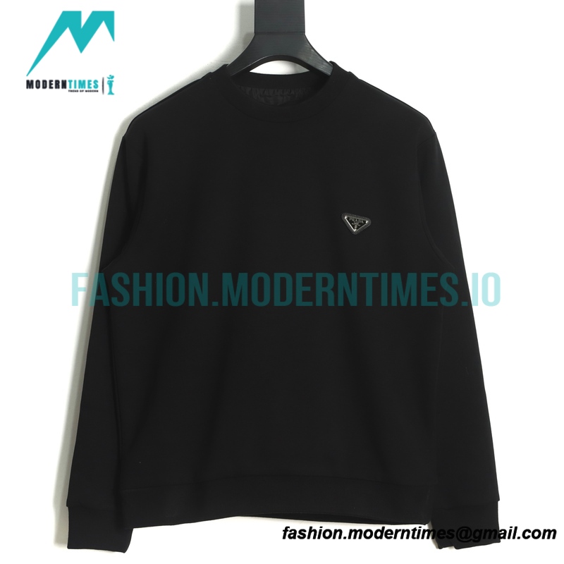 Prada - 22FW Triangle Standard Wave Anti-wrinkle Crease Crew Neck Hoodie