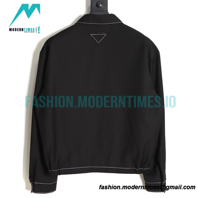 Prada - 23SS Fleece Jacket With Bright Line Lapel