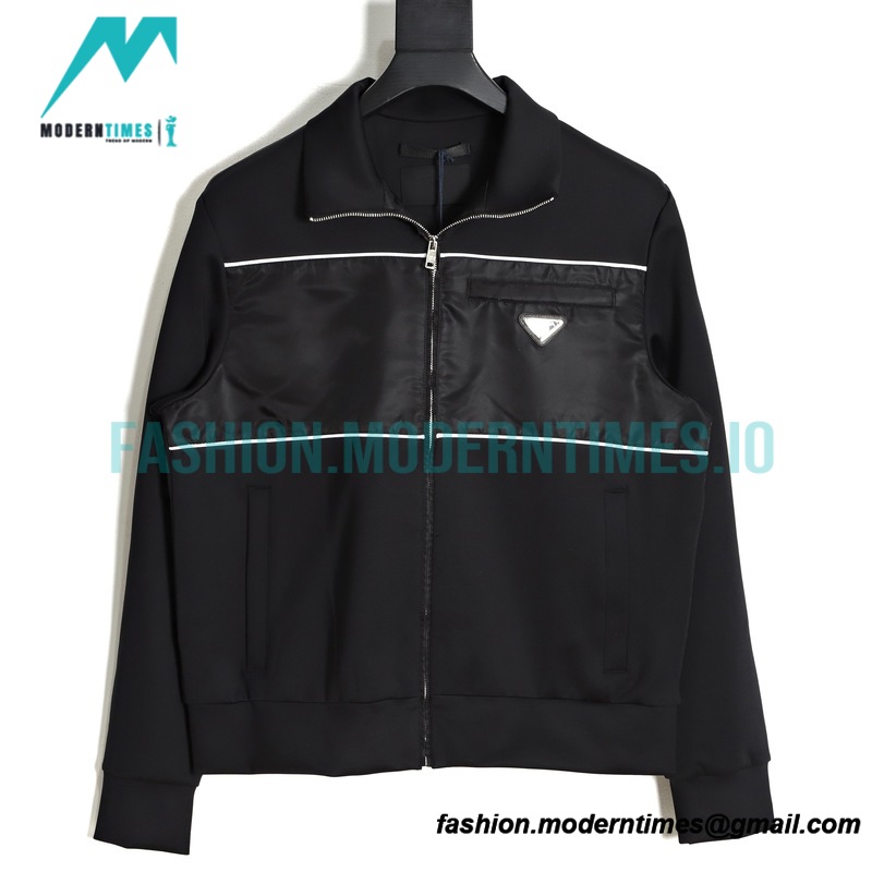 Prada - 23SS Recycled Nylon Spliced Stand-up Collar Jacket