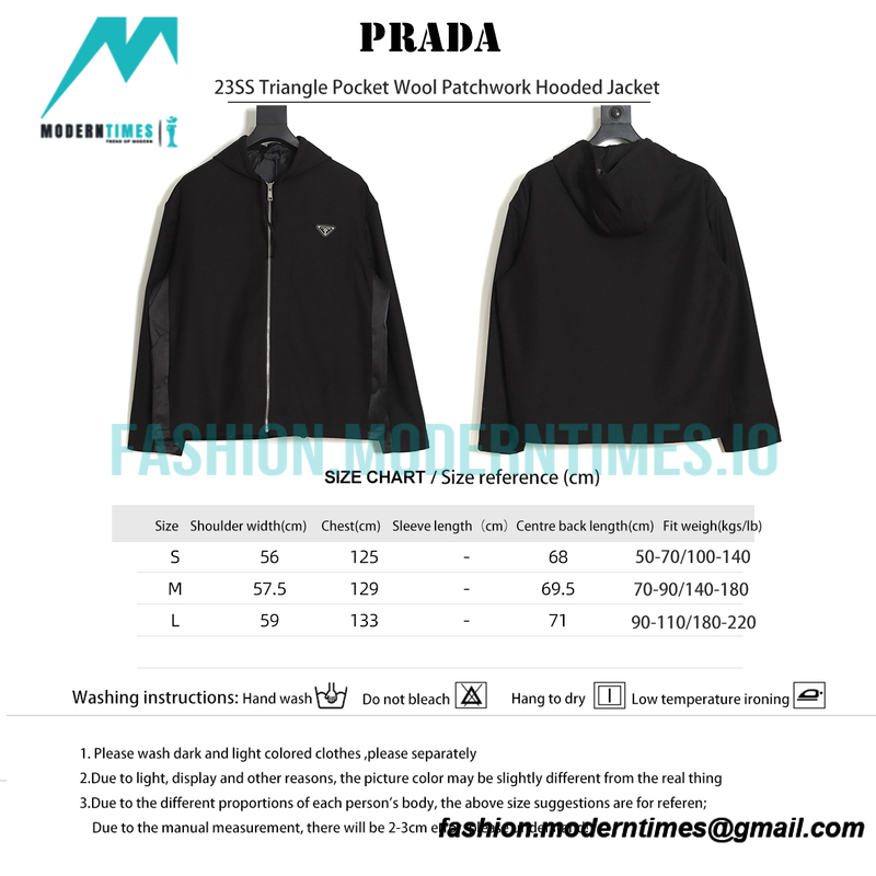Prada - 23SS Triangle Pocket Wool Patchwork Hooded Jacket