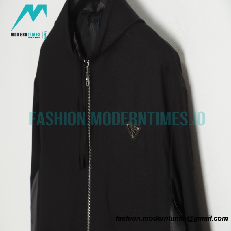 Prada - 23SS Triangle Pocket Wool Patchwork Hooded Jacket