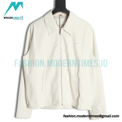 Prada - 23FW Cream White Lamb Skin Soft Sheepskin Lapel Jacket