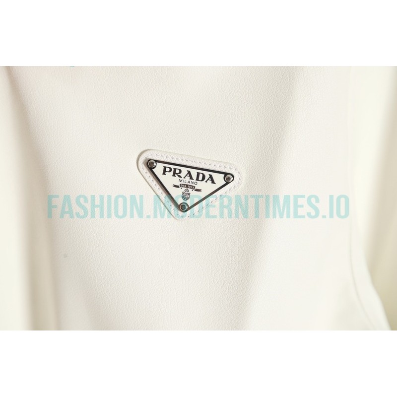 Prada - 23FW Cream White Lamb Skin Soft Sheepskin Lapel Jacket