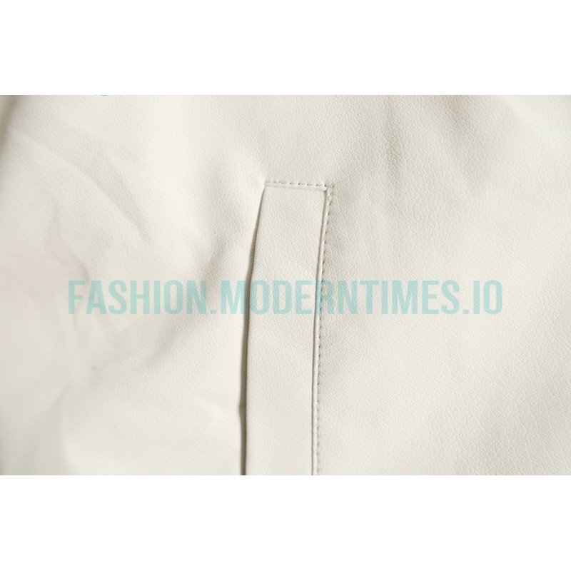 Prada - 23FW Cream White Lamb Skin Soft Sheepskin Lapel Jacket
