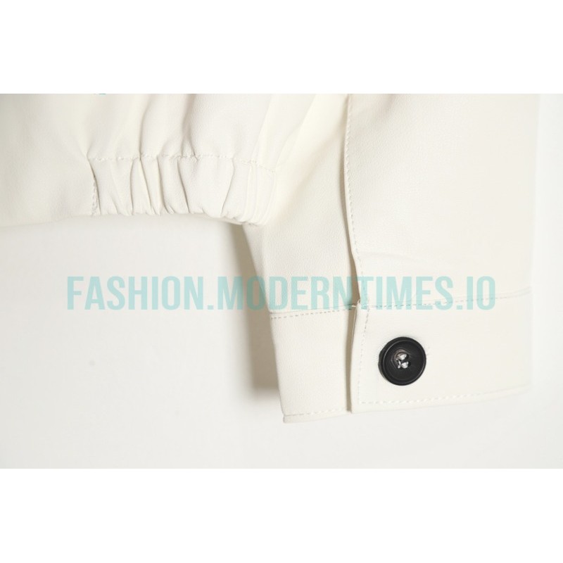 Prada - 23FW Cream White Lamb Skin Soft Sheepskin Lapel Jacket