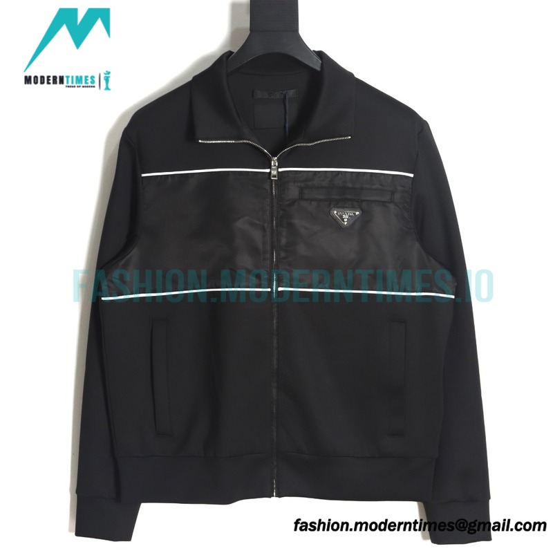 Prada - 23SS Recycled Nylon Spliced Stand-up Collar Jacket