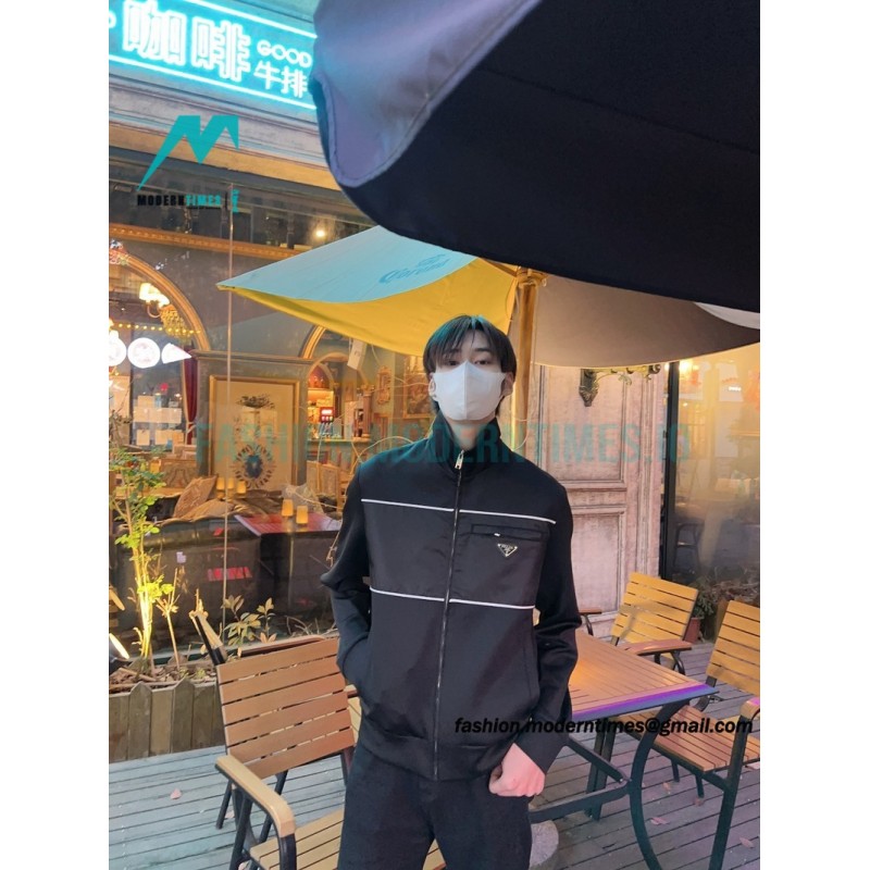 Prada - 23SS Recycled Nylon Spliced Stand-up Collar Jacket