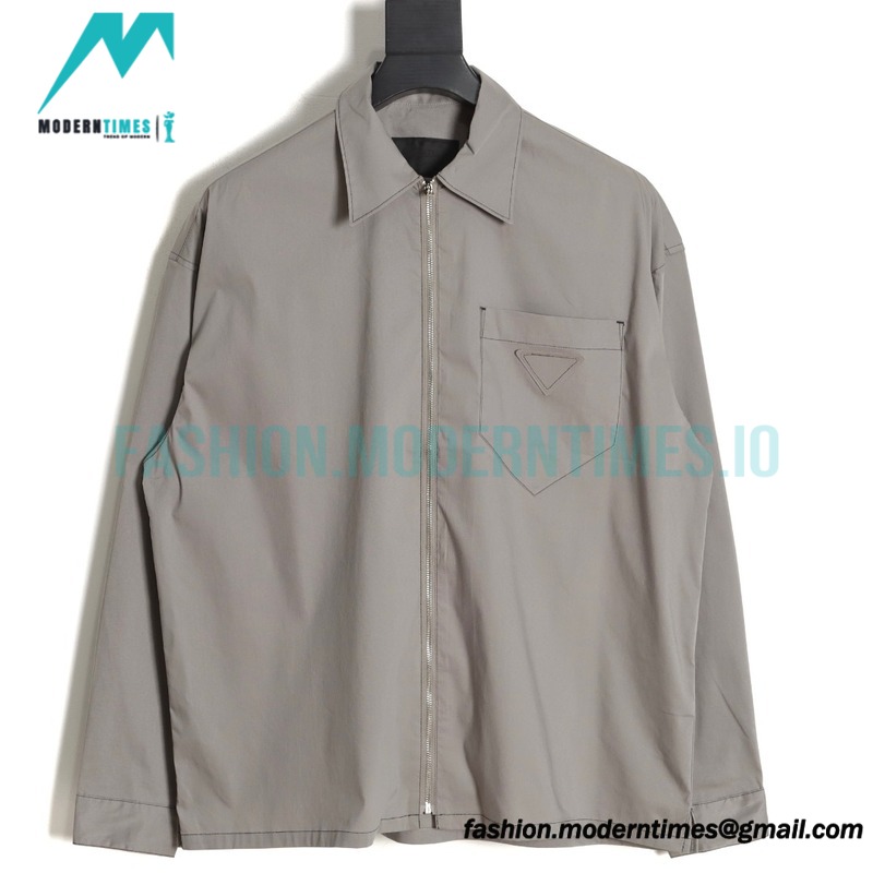 Prada - 23SS Contrasting Color Zip-up Shirt Jacket