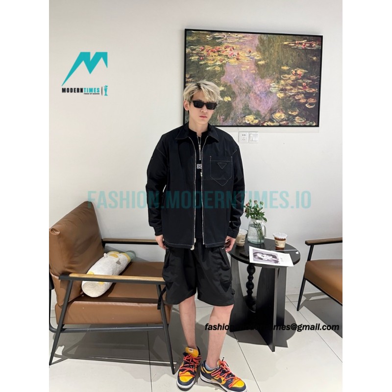 Prada - 23SS Contrasting Color Zip-up Shirt Jacket