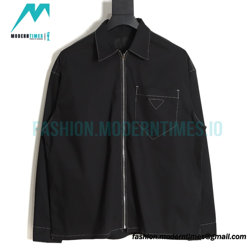 Prada - 23SS Contrasting Color Zip-up Shirt Jacket