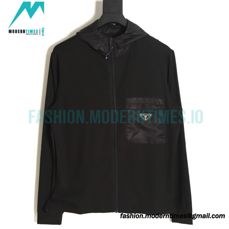 Prada - 23 New Triangle Zipper Patchwork Hooded Jacket