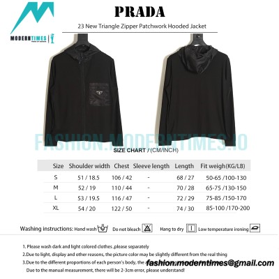 Prada - 23 New Triangle Zipper Patchwork Hooded Jacket