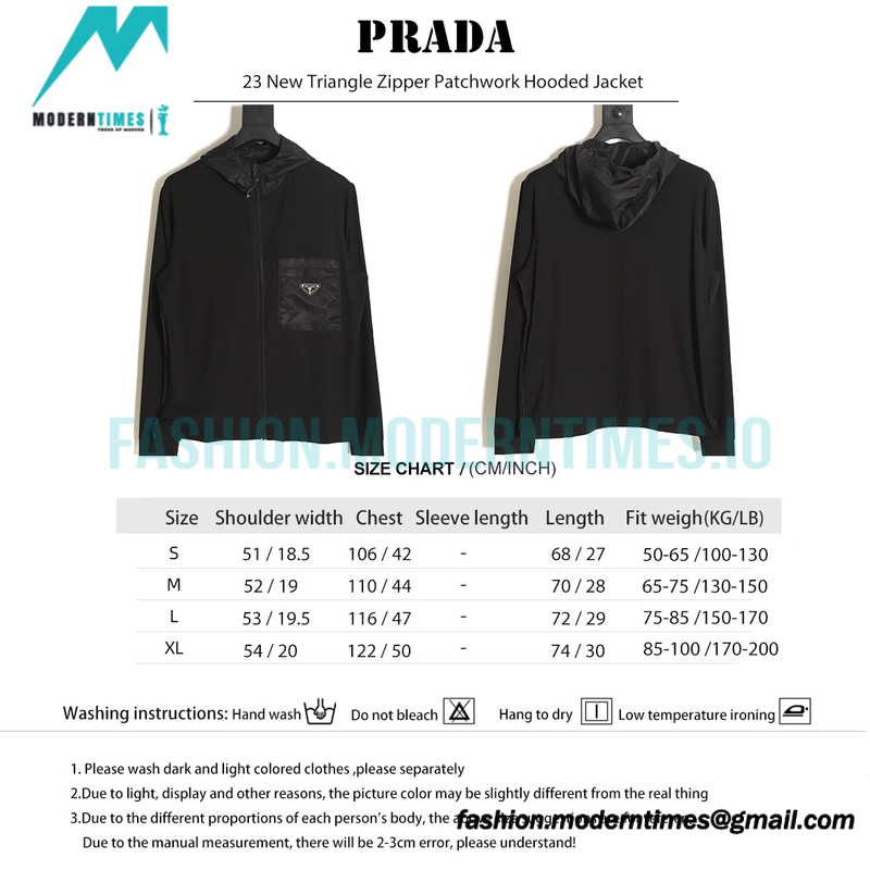 Prada - 23 New Triangle Zipper Patchwork Hooded Jacket