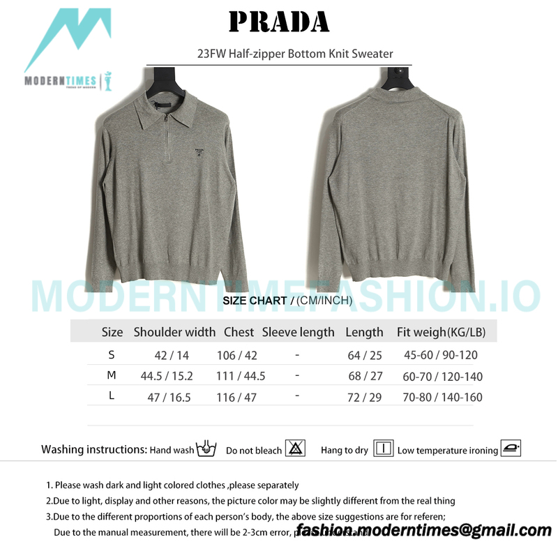 Prada - 23FW Half-zipper Bottom Knit Sweater