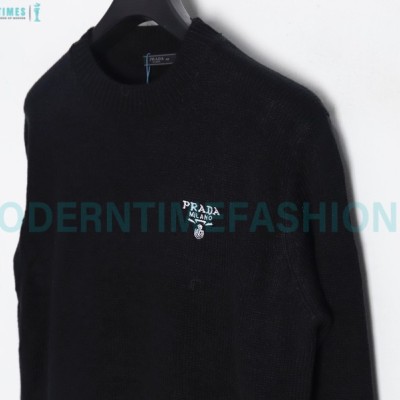 Prada - 23FW Machine Embroidered Letter Crewneck Sweater