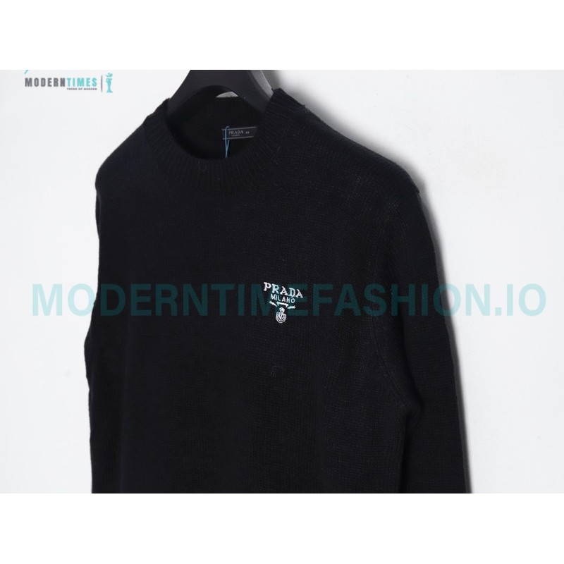 Prada - 23FW Machine Embroidered Letter Crewneck Sweater