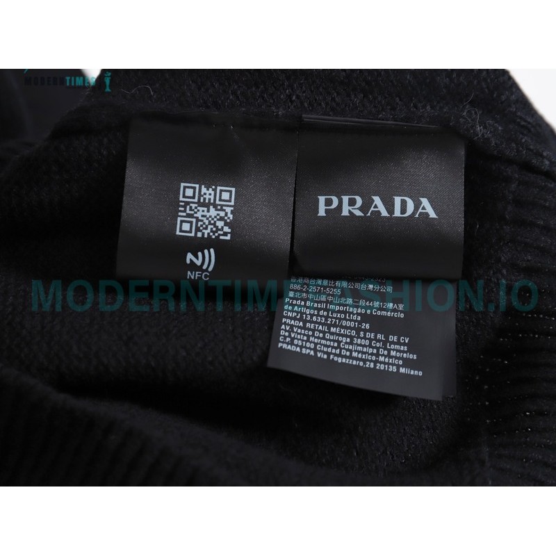 Prada - 23FW Machine Embroidered Letter Crewneck Sweater