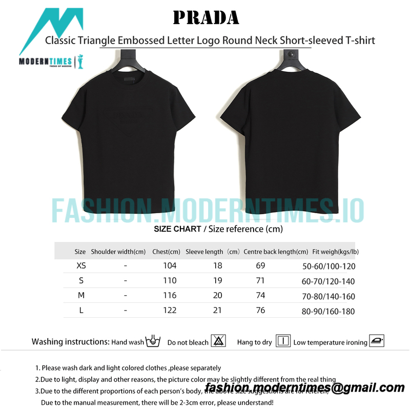 Prada - Classic Triangle Embossed Letter Logo Round Neck Short-sleeved T-shirt