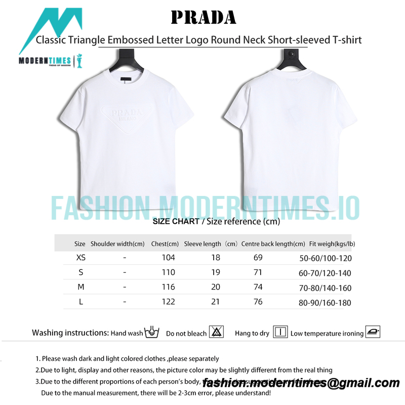Prada - Classic Triangle Embossed Letter Logo Round Neck Short-sleeved T-shirt
