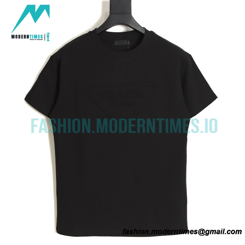 Prada - Classic Triangle Embossed Letter Logo Round Neck Short-sleeved T-shirt