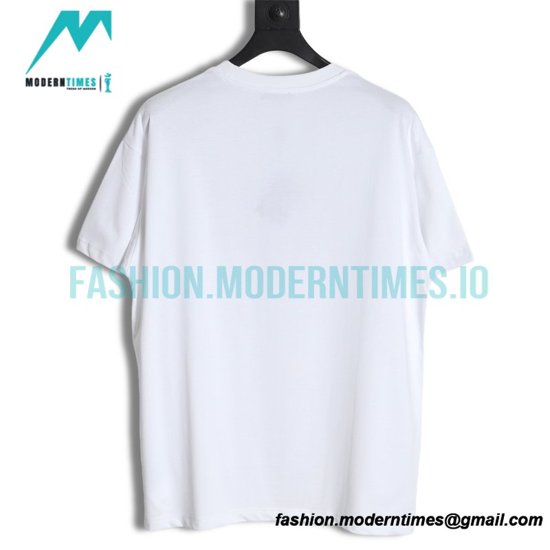 Prada - Short Sleeve T-shirt With Blue Chest Triangle Letter Print