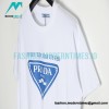 Prada - Short Sleeve T-shirt With Blue Chest Triangle Letter Print