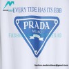Prada - Short Sleeve T-shirt With Blue Chest Triangle Letter Print
