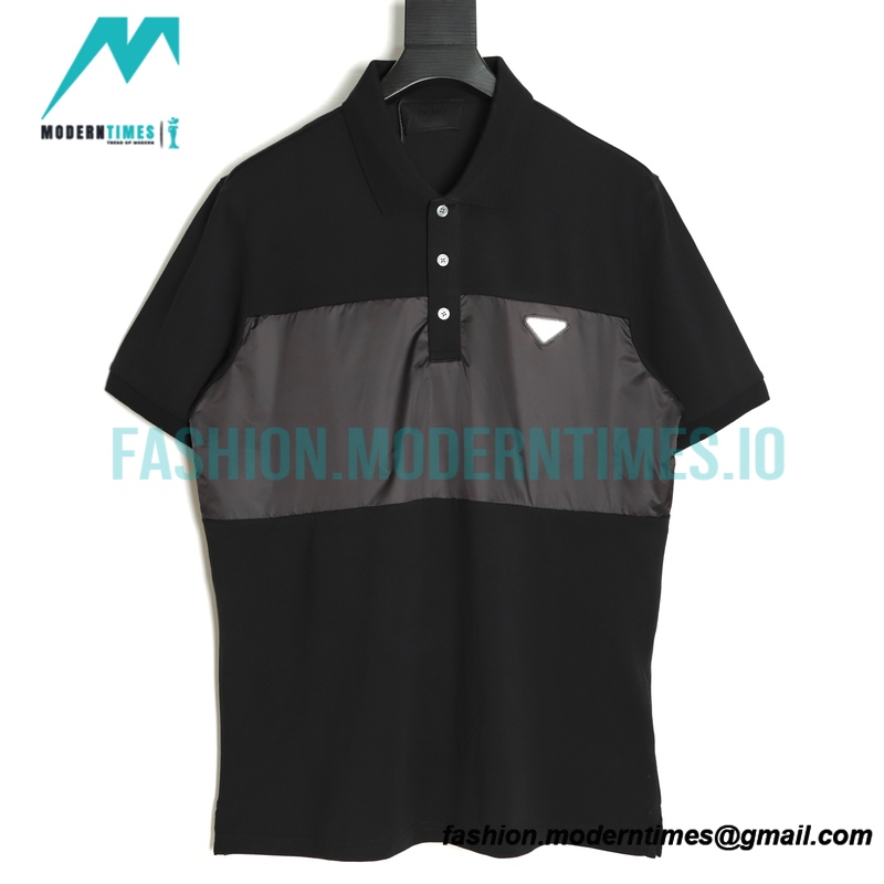 Prada - 22ss Triangle Nylon Stitching Polo Short Sleeve