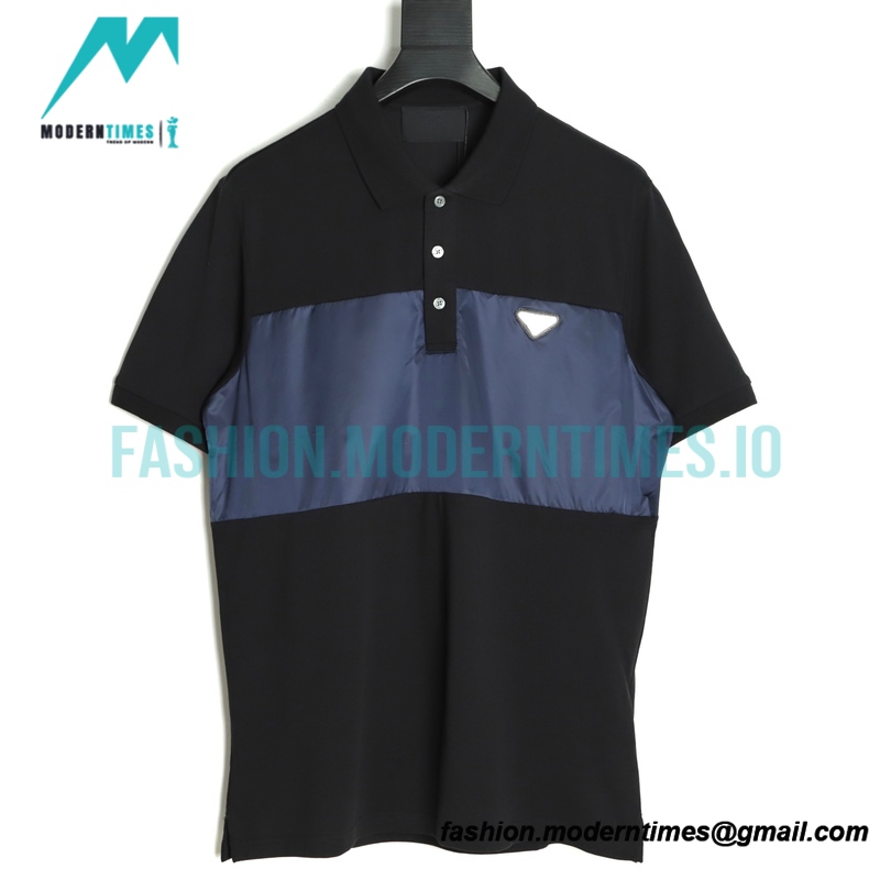 Prada - 22ss Triangle Nylon Stitching Polo Short Sleeve