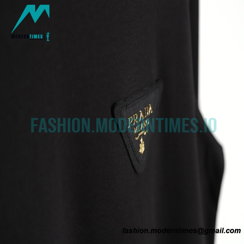 Prada - Long Sleeve T-shirt With Triangular Leather Label 