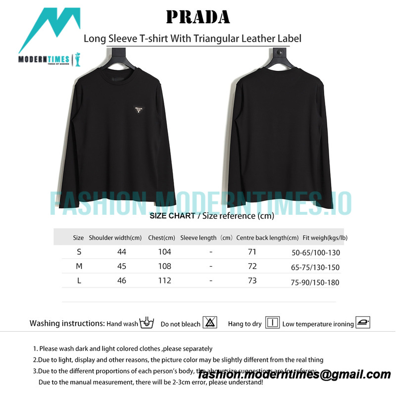 Prada - Long Sleeve T-shirt With Triangular Leather Label 