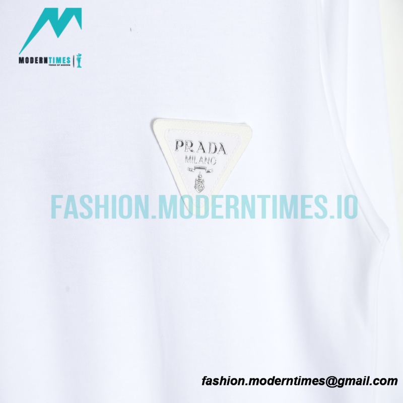 Prada - Long Sleeve T-shirt With Triangular Leather Label 
