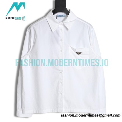 Prada - 23ss Triangle Pocket Poplin Long-sleeved Shirt