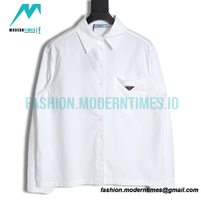 Prada - 23ss Triangle Pocket Poplin Long-sleeved Shirt