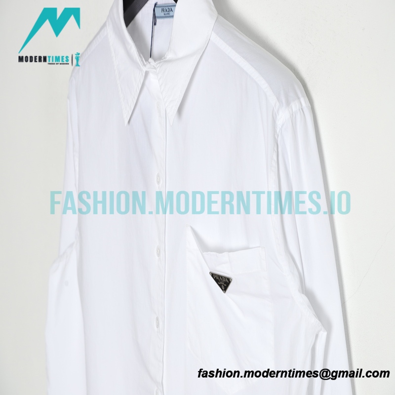 Prada - 23ss Triangle Pocket Poplin Long-sleeved Shirt