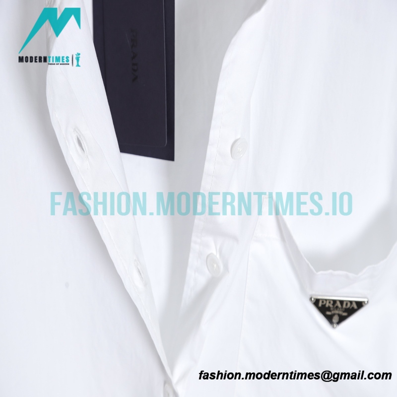 Prada - 23ss Triangle Pocket Poplin Long-sleeved Shirt