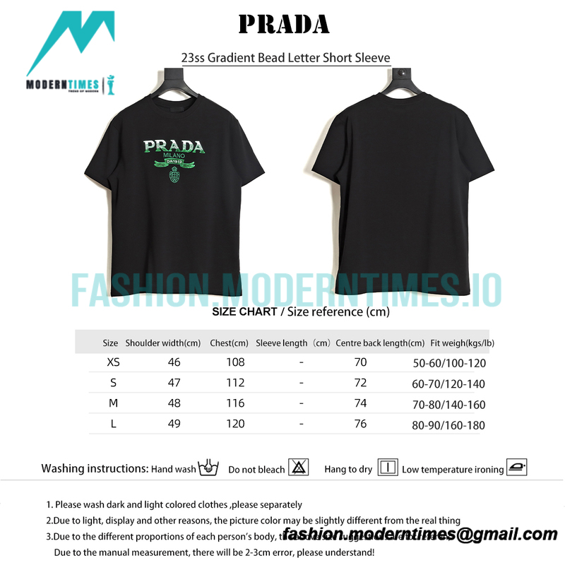 Prada - 23ss Gradient Bead Letter Short Sleeve
