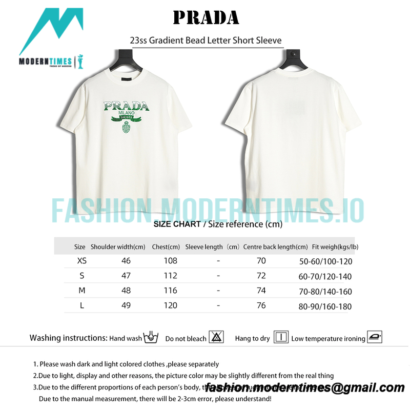 Prada - 23ss Gradient Bead Letter Short Sleeve