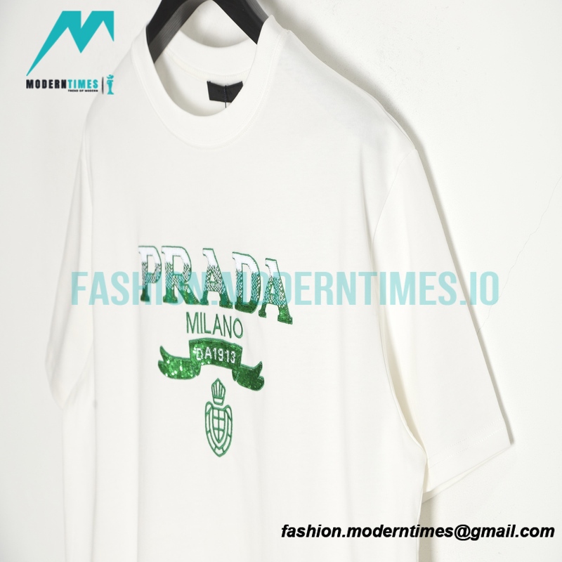 Prada - 23ss Gradient Bead Letter Short Sleeve