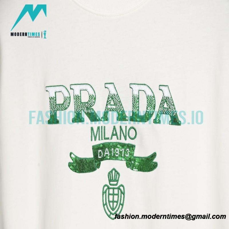 Prada - 23ss Gradient Bead Letter Short Sleeve