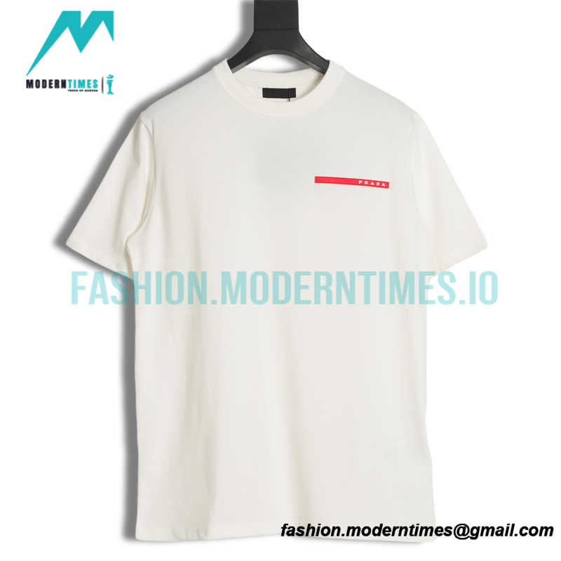 Prada - 23ss Silk Stitching Red Trim Short Sleeve