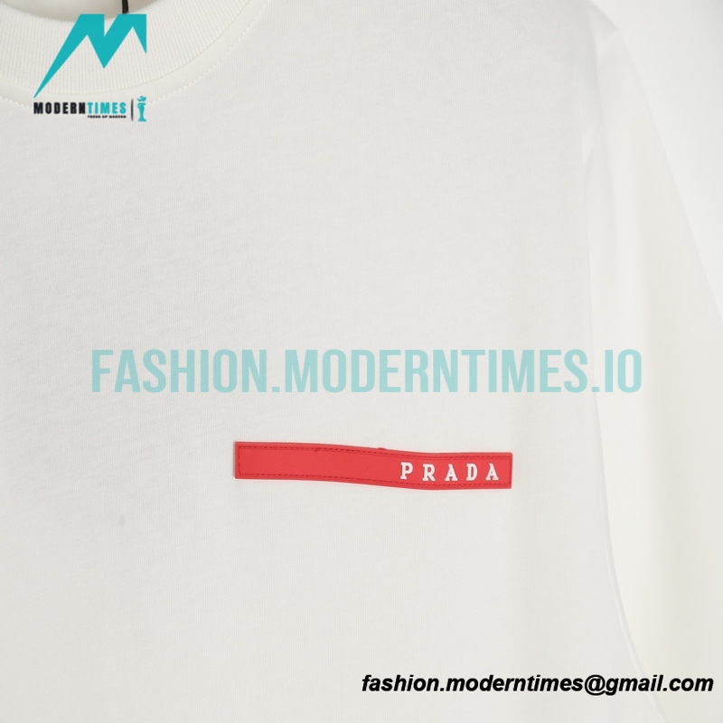Prada - 23ss Silk Stitching Red Trim Short Sleeve