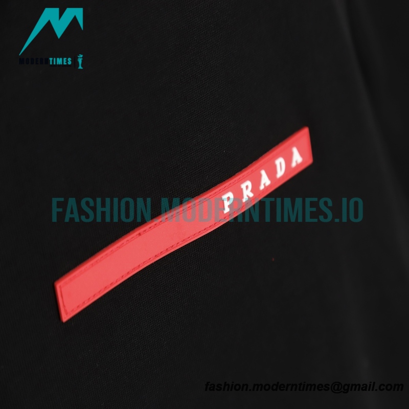 Prada - 23ss Silk Stitching Red Trim Short Sleeve