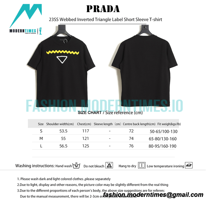 Prada - 23SS Webbed Inverted Triangle Label Short Sleeve T-shirt